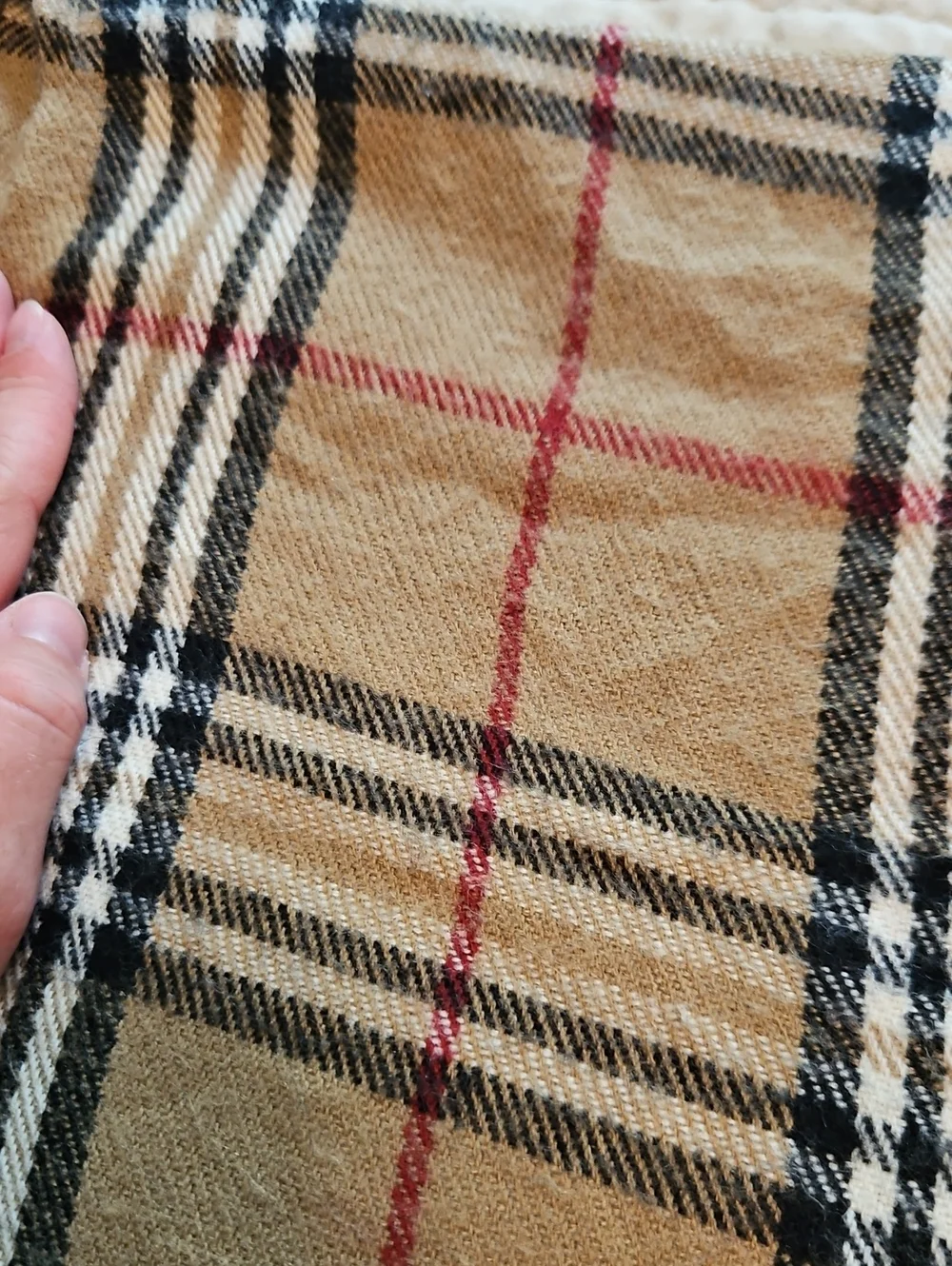 Heritage Plaid Fringe Ruana Shawl Tan Black Red White One Size